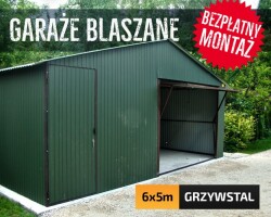 Garaż Blaszany 6x5m - ZIELONY - Garaże Blaszane - Wiatka  - GRZYWSTAL