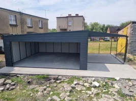 Garaż Blaszany GRAFITOWY Wiata , Hala , Blaszak , Garaże  -  GRZYWSTAL