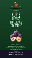 Kupimy śliwkę fioletową 32mm+ nasze opakowanie. tel.: Justyna +48 570 768 540